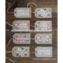 2015 nouveau design déchiré fantaisie fleur papier étiquettes de cadeaux merci tags tags joyeux anniversaire